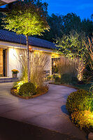 Illuminated forecourt with border