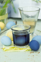 Dyeing Easter eggs in the decoction of blue cabbage