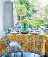 Set Easter table with garden view
