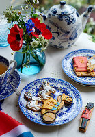 English tea cookies decorated for the coronation of King Charles III, UK