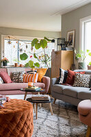 Cosy living area with stylish decorations and plant accents