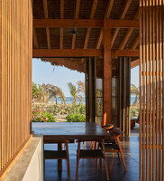 Main house interior with beach view