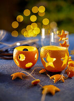 Orange candle holder and orange garland