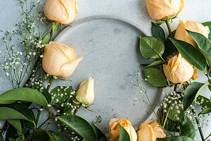 Plate of fresh roses