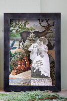 Framed vintage Christmas picture with collage elements