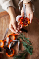 Homemade decoration made from tangerine peels
