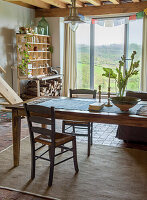 Dining room with a view of the rural landscape