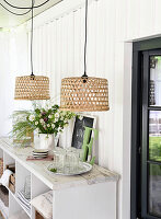 DIY hanging lamp made from wicker
