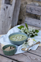 Cold kefir yoghurt soup with wild herbs