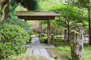 Pavillon im Japanischen Garten, Portland, Oregon, Vereinigte Staaten von Amerika