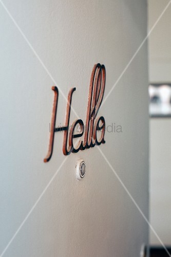 Lettering Reading Hello On Front Door Buy Image