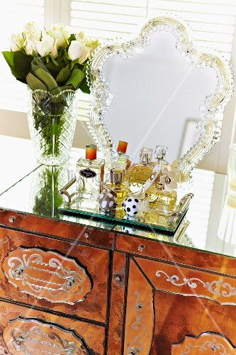 Perfume Bottles On Tray And Romantic Buy Image 11205565