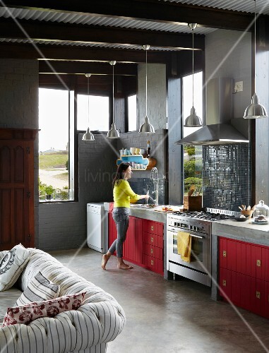 Open Plan Kitchen In Architect Designed Buy Image