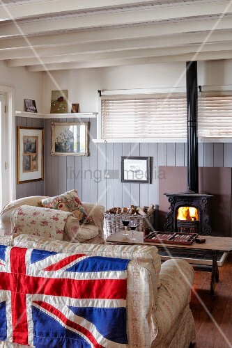 Sofa With Union Flag Hung Over Backrest Buy Image 11292179