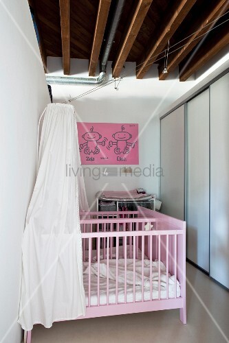 Pink Painted Twin Cots With White Buy Image 11333035