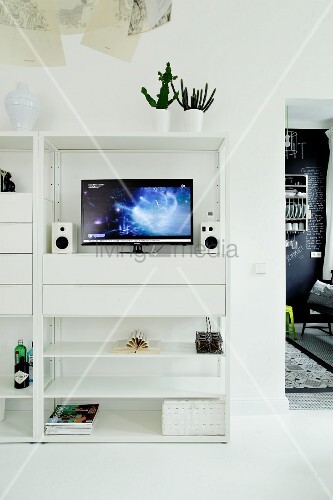 Flatscreen Tv Above Drawers In Modern Buy Image 11337293