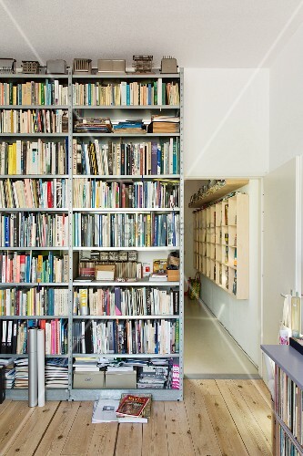 Floor To Ceiling Metal Bookcase Next To Buy Image