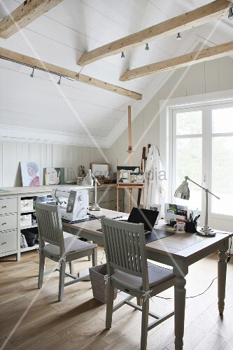 Desk In Rustic Attic Study Buy Image 11433167