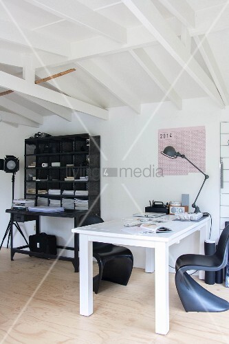White Desk And Classic Black S Chairs Next To Modern White Desk And Classic Black S Chairs Next To Modern Bureau