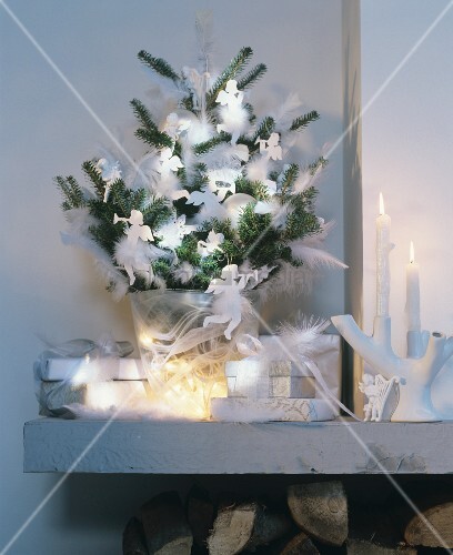 Green Fir Branches Decorated With White Buy Image 11513845