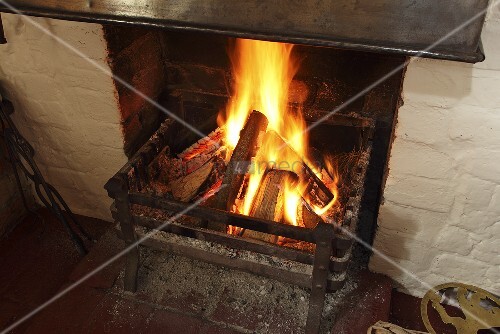 A Fire Burning In An Old Fashioned Buy Image 11000057