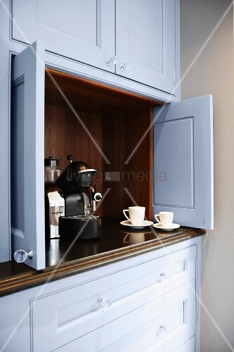 An Espresso Machine In A Kitchen Dresser Buy Image 11004265