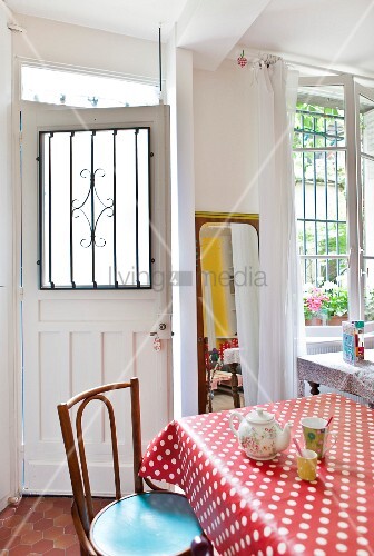 Red And White Polka Dot Table Cloth On Buy Image