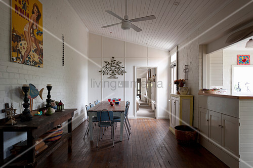 Rustic Console Table And Dining Area Buy Image