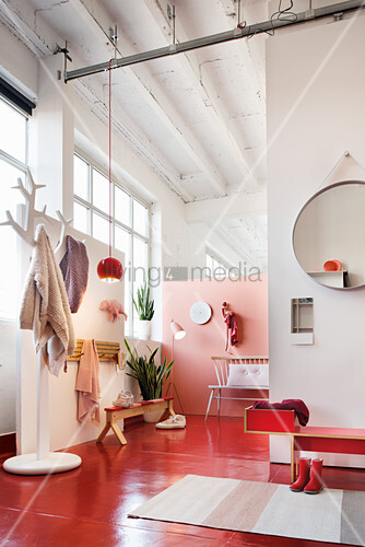 Entrance Area With Red Floor In Loft Buy Image