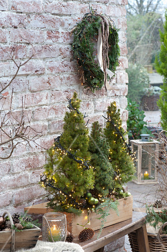Weihnachten Hocker Schneeflocke Kamin Harz Miniatur Landschaft Hausgarten Dekor