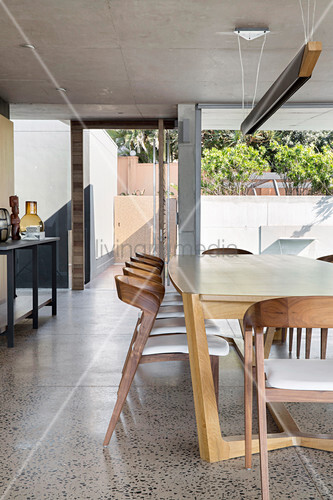 Modern Wooden Chairs At Dining Table In Buy Image