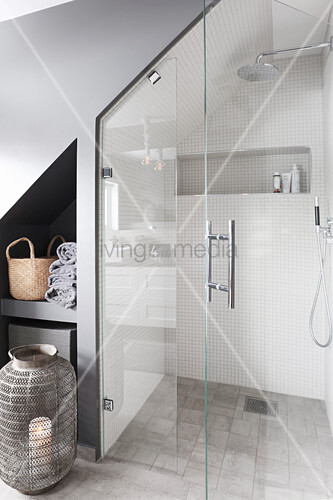 Shower And Shelving In Niche Below Buy Image 12472643