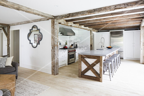 Rustic Wooden Beams In Open Plan Buy Image 12472495