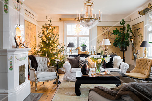 Cosy Christmas Decorations In Classic Buy Image