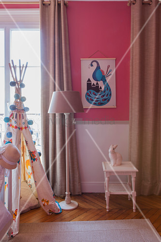 Pink And White Two Tone Walls In Child S Buy Image