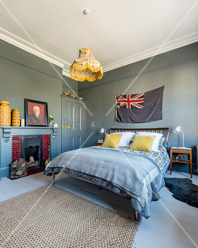 Bedroom With Grey Walls And Buy Image 12502861