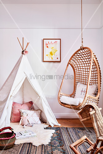 Play Wigwam And Hanging Chair In Child S Buy Image