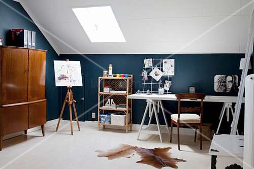 Desk And Easel In Attic Study Buy Image 12542779