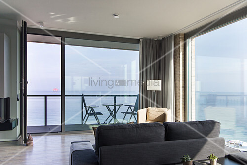Interior With Floor To Ceiling Glass Buy Image