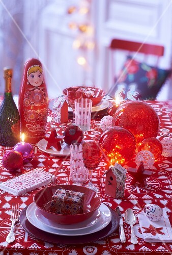 Russian Christmas Decorations On A Table Buy Image 00294947