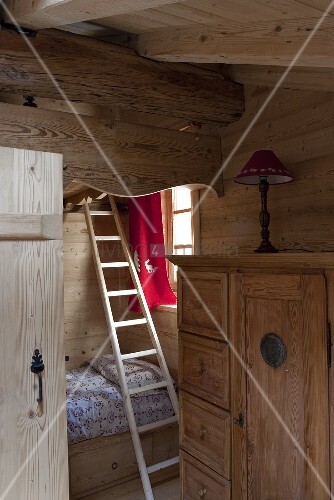 A Bunk Bed In A Wood Panelled Attic Buy Image 00700437