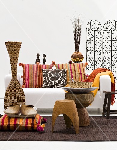 Pillows In Front Of A Floor Vase And Buy Image 00700905